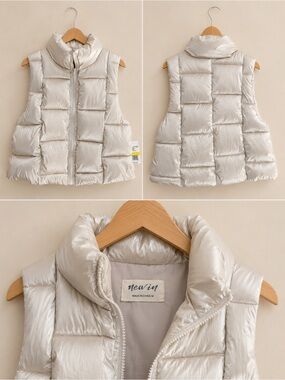 Dry Goods Shimmery Cream Puffer Vest - New In